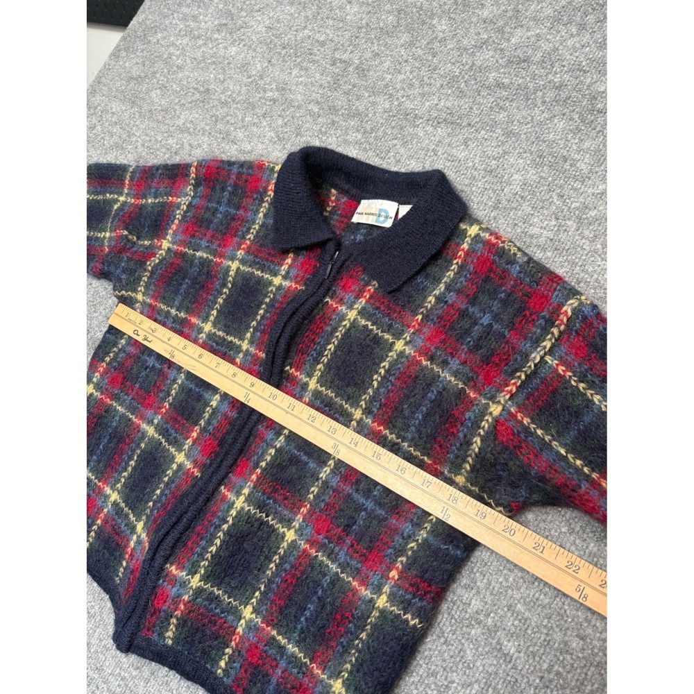 Vintage Paul Harris Design Mohair Blend Plaid Zip‎ Up Cardigan Sweater Medium - Picture 3 of 10